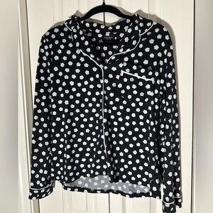 Kate Spade Black and White Floral button up pajama Top